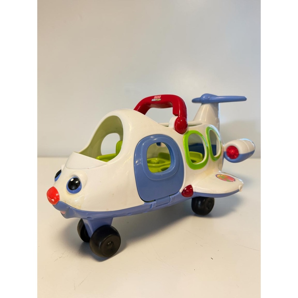 Fisher-Price Little People Lil Movers Airplane White Blue J0001 Mattel 2005 Toy
